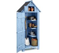 Christow Small Garden Shed Slim Compact Wooden Storage Lockable Door 6ft in Blue Christow Blue