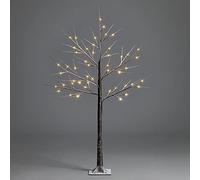 Christow Snowy Twig Tree With Lights 4ft, Pre Lit Birch Christmas Tree, Light Up Warm White LED Decoration, Indoor Outdoor, Mains Operated (48 LED)