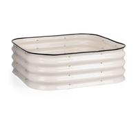 CHRISTOW Square Raised Garden Bed - 90cm x 90cm x 30cm, Cream Galvanised Steel Planter, Open Base for Drainage, Outdoor Grow Bed for Plants, Flowers & Vegetables, Protective Rubber Rim