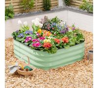 CHRISTOW Square Raised Garden Bed - 90cm x 90cm x 30cm, Sage Green Galvanised Steel Planter, Open Base for Drainage, Outdoor Grow Bed for Plants, Flowers & Vegetables, Protective Rubber Rim
