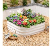 CHRISTOW Square Raised Garden Bed, Cream, 90cm x 90cm | Galvanised Steel Construction, Raised Design for Healthy Growth, Open Base for Drainage, Removable Protective Rubber Rim