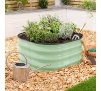 Christow Square Raised Garden Bed Galvanised Steel Outdoor Planter Sage 63Cm