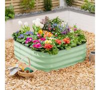 Christow Square Raised Garden Bed Galvanised Steel Outdoor Planter Sage 90Cm