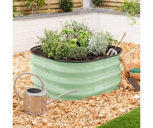 CHRISTOW Square Raised Garden Bed, Sage Green, 63cm x 63cm | Galvanised Steel Construction, Raised Design for Healthy Growth, Open Base for Drainage, Removable Protective Rubber Rim