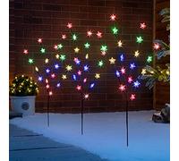 CHRISTOW Star Branch Path Lights, Outdoor Christmas Stake Pathway Decorations, Multi Coloured LED, Battery Operated with Timer (Set of 3 x 84cm)