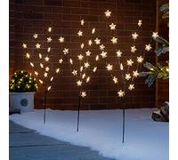 CHRISTOW Star Branch Path Lights, Outdoor Christmas Stake Pathway Decorations, Warm White LED, Battery Operated with Timer (Set of 3 x 84cm)