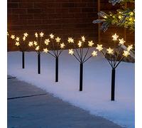 CHRISTOW Star Branch Path Lights, Outdoor Christmas Stake Pathway Decorations, Warm White LED, Battery Operated with Timer (Set of 5 x 45cm)
