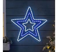 CHRISTOW Star Christmas Light Decoration, Energy Efficient LED Rope Light, Flashing Wall Window Silhouette, Mains Operated, 65cm (Blue & White)