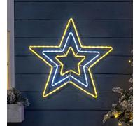 CHRISTOW Star Christmas Light Decoration, Energy Efficient LED Rope Light, Flashing Wall Window Silhouette, Mains Operated, 65cm (Warm White & White)