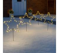 CHRISTOW Star Pathway Lights, Outdoor Christmas Path Stake Decorations, Flashing Warm White Micro LED, Mains Powered (4 x 50cm)