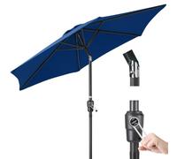 CHRISTOW Tilting Garden Parasol, Aluminium Pole, 2.4m, Navy Blue