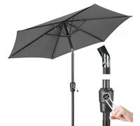 CHRISTOW Tilting Garden Parasol, Aluminium Pole, 2m, Grey