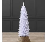 Christow White Pencil Christmas Tree 5ft, Artificial Slim Spruce, Modern Indoor Xmas Decoration, Lifelike Forked Branches with PVC Needles, Easy Assembly with Stand, Tip Count 236 (skirt not included)