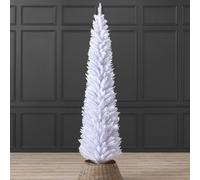 Christow White Pencil Christmas Tree 7ft, Artificial Slim Spruce, Modern Indoor Xmas Decoration, Lifelike Forked Branches with PVC Needles, Easy Assembly with Stand, Tip Count 401 (skirt not included)
