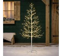 Christow White Twig Tree With Lights 5ft, Light Up Outdoor Christmas Tree, Pre Lit Indoor Birch, Warm White Micro LED, Mains Operated (240 LED)