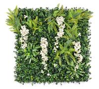CHRISTOW White Wisteria Artificial Living Wall Panels, 1m x 1m, 2 Pack