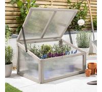 Christow Wooden Cold Frame Greenhouse With Polycarbonate Panels For Raised Beds Medium Grey