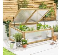 Christow Wooden Cold Frame Greenhouse Polycarbonate Panels Raised Beds in Natural | Size: Large Christow Natural L