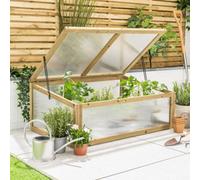 Christow Wooden Cold Frame Greenhouse With Polycarbonate Panels For Raised Beds Large Natural