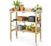 Christow Wooden Potting Table with Storage, Aluminium Worktop