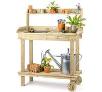 Christow Wooden Potting Table with Wheels & Potting Tray