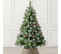 CHRISTOW Woodland Spruce Flocked Christmas Tree, Pinecones & Berries, 5ft