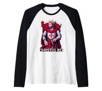 Christus Rex Catholic Christ the King Sacred Heart Raglan Baseball Tee