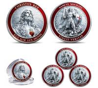 Christus Rex & Sancte Michael - Sacred Dual Declaration Commemorative Coin, Sacred Guardian & St. Michael The Archangel Challenge Coins, Christian Faith Collectible Token, Religious Gift (3PC)
