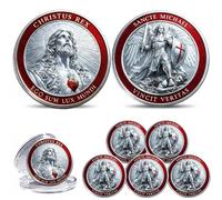 Christus Rex & Sancte Michael - Sacred Dual Declaration Commemorative Coin, Sacred Guardian & St. Michael The Archangel Challenge Coins, Christian Faith Collectible Token, Religious Gift (5PC)