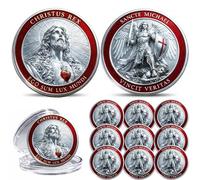 Christus Rex & Sancte Michael - Sacred Dual Declaration Commemorative Coin, Sacred Guardian & St. Michael The Archangel Challenge Coins, Christian Faith Collectible Token, Religious Gift (10PC)