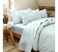 Christy 200TC Organic Double Flat Sheet | Duck Egg Green | 100% Certified Organic Cotton Bedding | Super Soft and Smooth Bed Linen