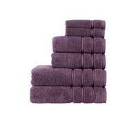 Christy Antalya Large Bath Towels | Set of 6 | 100% Turkish Cotton | 600GSM | Soft Plush Luxury Towel Set | 2 Bath Towels 2 Hand Towels 2 Face Cloths | Quick Dry | Fig Purple