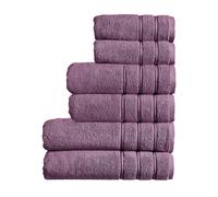 Christy Antalya Family Towel Set | 6 Piece | 100% Turkish Cotton | 600GSM | Soft Plush Luxury Towel Set | 2 Bath Sheets 2 Bath Towels 2 Hand Towels | Quick Dry | Fig Purple