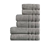 Christy Antalya Family Towel Set | 6 Piece | 100% Turkish Cotton | 600GSM | Soft Plush Luxury Towel Set | 2 Bath Sheets 2 Bath Towels 2 Hand Towels | Quick Dry | Storm Grey