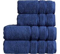 Christy Antalya Large Bath Towels | Set of 4 | 100% Turkish Cotton | 600GSM | Soft Plush Luxury Towel Set | 2 Bath Towels 2 Hand Towels | Quick Dry | Denim Blue
