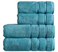 Christy Antalya Large Bath Towels | Set of 4 | 100% Turkish Cotton | 600GSM | Soft Plush Luxury Towel Set | 2 Bath Towels 2 Hand Towels | Quick Dry | Jade Teal