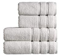 Christy Antalya Large Bath Towels | Set of 4 | 100% Turkish Cotton | 600GSM | Soft Plush Luxury Towel Set | 2 Bath Towels 2 Hand Towels | Quick Dry | Lunar Grey