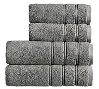 Christy Antalya Large Bath Towels | Set of 4 | 100% Turkish Cotton | 600GSM | Soft Plush Luxury Towel Set | 2 Bath Towels 2 Hand Towels | Quick Dry | Storm Grey