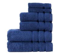 Christy Antalya Large Bath Towels | Set of 6 | 100% Turkish Cotton | 600GSM | Soft Plush Luxury Towel Set | 2 Bath Towels 2 Hand Towels 2 Face Cloths | Quick Dry | Denim Blue