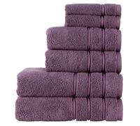 Christy Antalya Large Bath Towels | Set of 6 | 100% Turkish Cotton | 600GSM | Soft Plush Luxury Towel Set | 2 Bath Towels 2 Hand Towels 2 Face Cloths | Quick Dry | Fig Purple