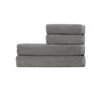 Christy Brixton Bath Sheet Set | 2 Bath Sheets 2 Hand Towels | Invigorating Textured Finish | Super Absorbent | 4 Piece Bathroom Towel Set | Titanium Grey