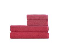 Christy Brixton Bath Sheet Set | 2 Bath Sheets 2 Hand Towels | Invigorating Textured Finish | Super Absorbent | 4 Piece Bathroom Towel Set | Pomegranate Red Pink