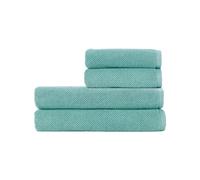 Christy Brixton Bath Sheet Set | 2 Bath Sheets 2 Hand Towels | Invigorating Textured Finish | Super Absorbent | 4 Piece Bathroom Towel Set | Mineral Blue