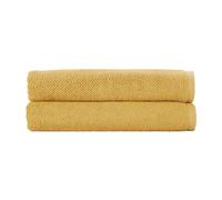 Christy Brixton Bath Sheet Set | Pack of 2 | Invigorating Textured Finish | Super Absorbent | Luxury Bathroom Towels | Saffron Yellow