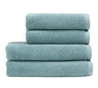 Christy Brixton Bath Towel Set | 2 Bath Towels 2 Hand Towels | Invigorating Textured Finish | Super Absorbent | 4 Piece Bathroom Towel Set | Minera Blue