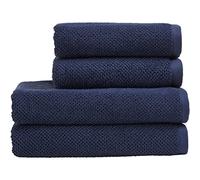 Christy Brixton Bath Towel Set | 2 Bath Towels 2 Hand Towels | Invigorating Textured Finish | Super Absorbent | 4 Piece Bathroom Towel Set | Midnight Navy Blue