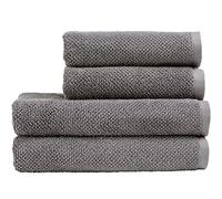 Christy Brixton Bath Towel Set | 2 Bath Towels 2 Hand Towels | Invigorating Textured Finish | Super Absorbent | 4 Piece Bathroom Towel Set | Titanium Grey