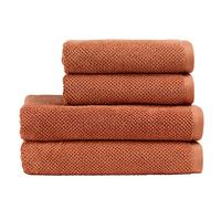 Christy Brixton Bath Towel Set | 2 Bath Towels 2 Hand Towels | Invigorating Textured Finish | Super Absorbent | 4 Piece Bathroom Towel Set | Terracotta Orange Brown