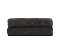 Christy Brixton Bath Towel Set | Pack of 2 | Invigorating Textured Finish | Super Absorbent | Luxury Bathroom Towels | Liquorice Dark Grey