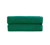 Christy Brixton Bath Towel Set | Pack of 2 | Invigorating Textured Finish | Super Absorbent | Luxury Bathroom Towels | Emerald Green